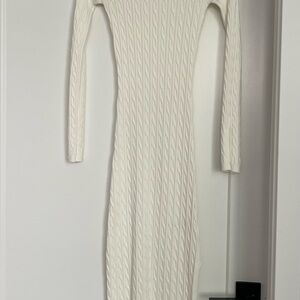 Elegant White Cable Knit Dress